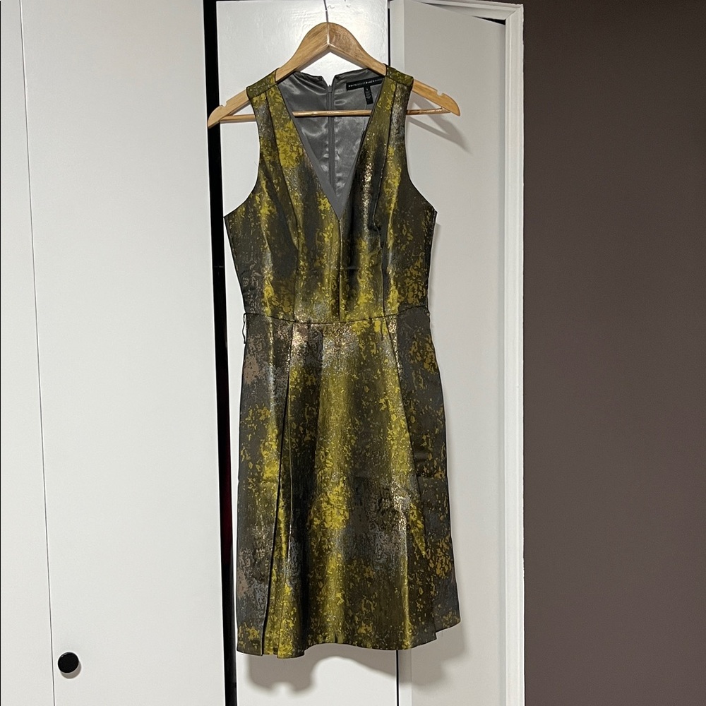 White House Black Market Elegant Yellow and Black Sleeveless Dress